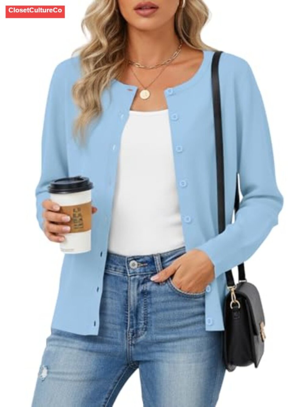 Women's Lightweight Long Sleeve Button Front Cardigan Sweater